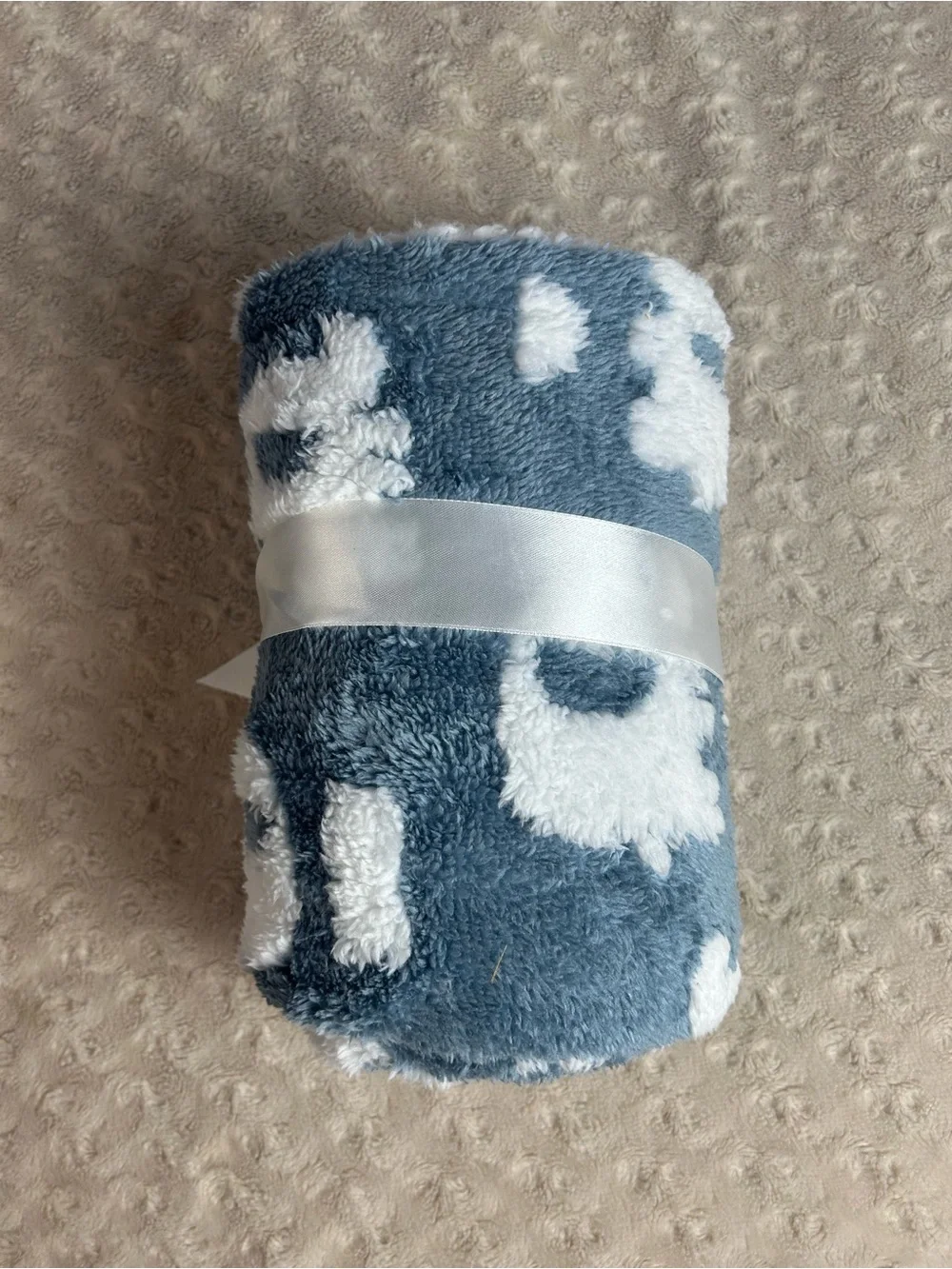 Parent's Choice Blue White Elephants Baby Blanket Plush Security Lovey Sherpa